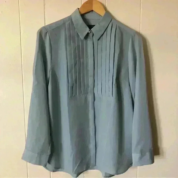Talbots Tops - Talbots Hidden Closure Pleat Detail Front Polyester Top Blouse Size MP